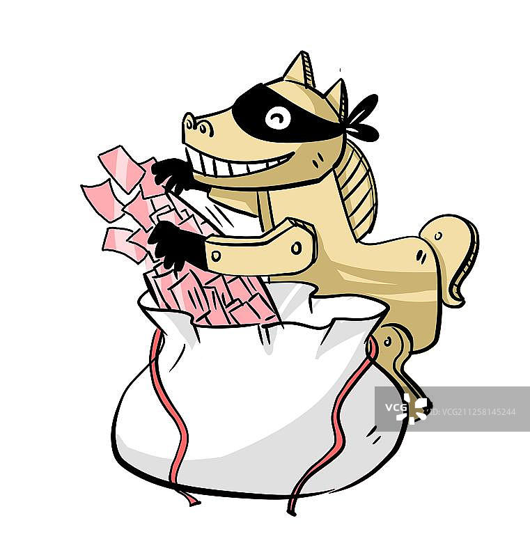 木马与钱袋图片素材