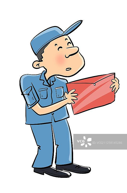 手拿通知书的快递员图片素材