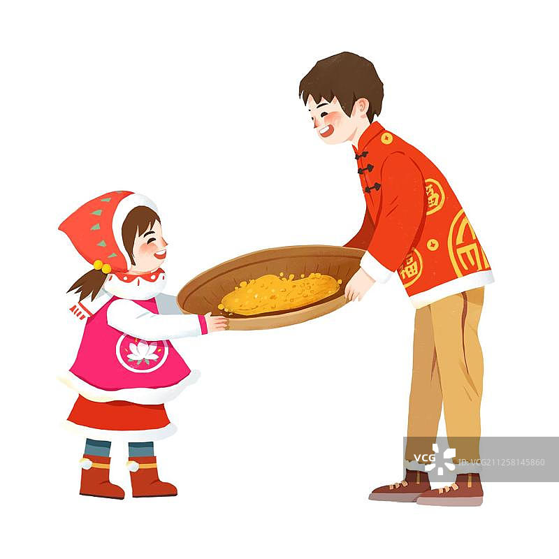 春节人物兄妹图片素材