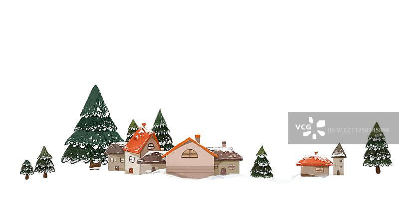 下雪的村庄图片素材