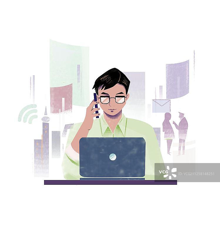 工作男（有背景）图片素材