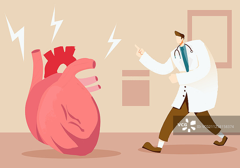 卡通手绘心脏病心肌梗塞医疗护理插画图片素材