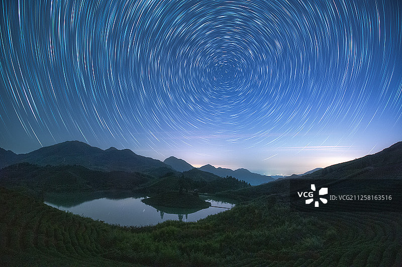 茶园星轨图片素材