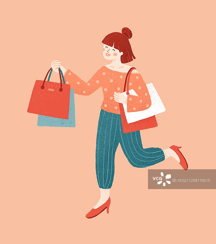 女孩购物买东西血拼插画图片素材