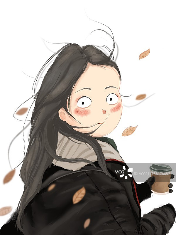 秋日少女图片素材