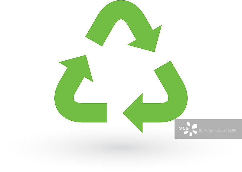 三个带环保回收标志的绿色箭头图片素材