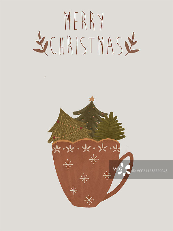 圣诞系列之茶杯里的圣诞树图片素材