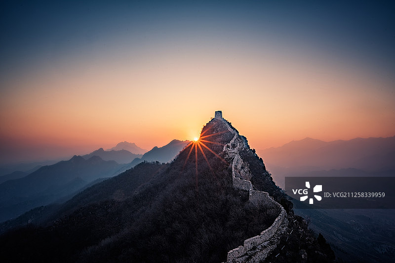 日落长城图片素材
