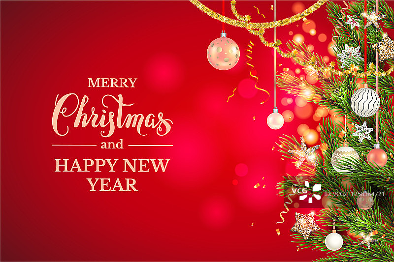 圣诞球和金色金属丝图片素材