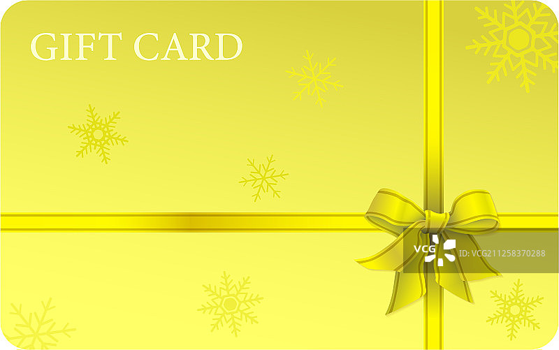 带丝带和蝴蝶结的黄色礼品卡图片素材