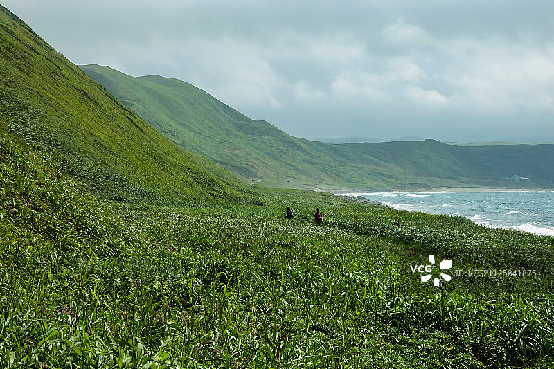 北海道最北端的礼文岛的海岸线图片素材