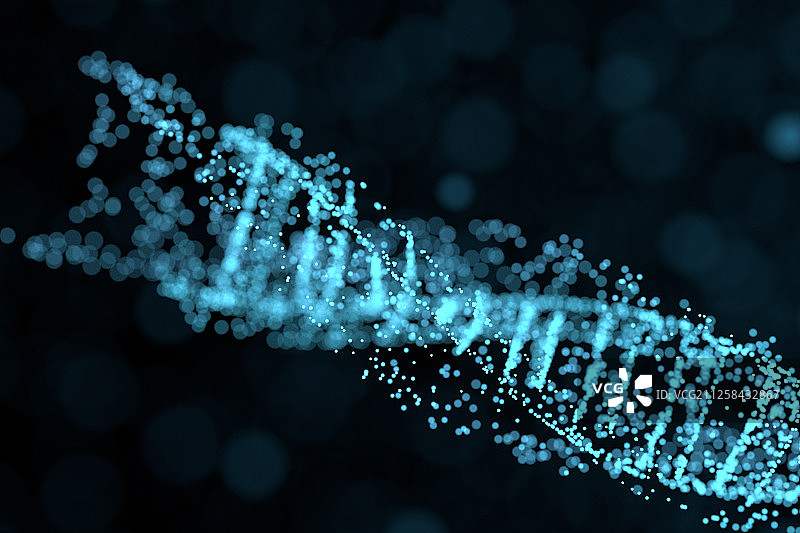 DNA生物科技与粒子 三维渲染图片素材