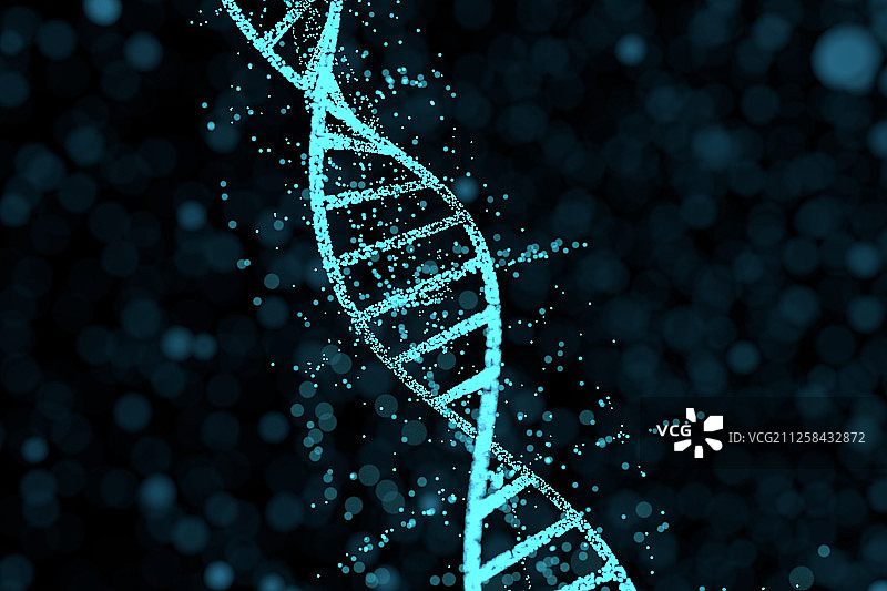 DNA生物科技与粒子 三维渲染图片素材