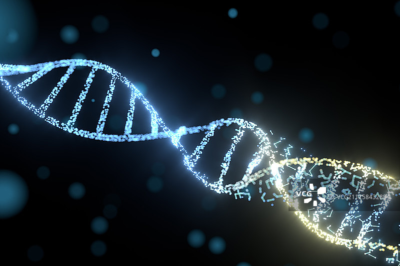 DNA生物科技与粒子 三维渲染图片素材