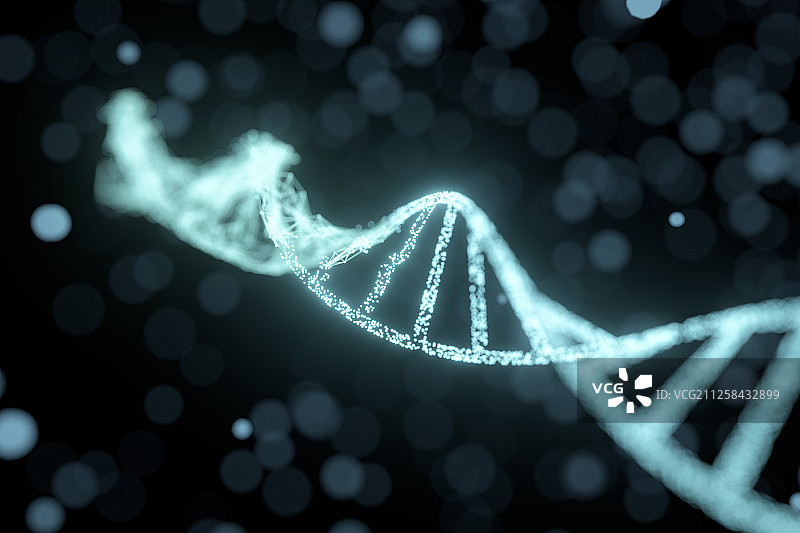 DNA生物科技与粒子 三维渲染图片素材