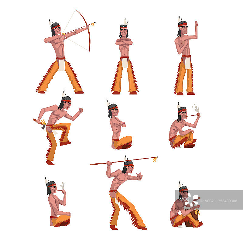 不同情境下的美洲原住民男子图片素材