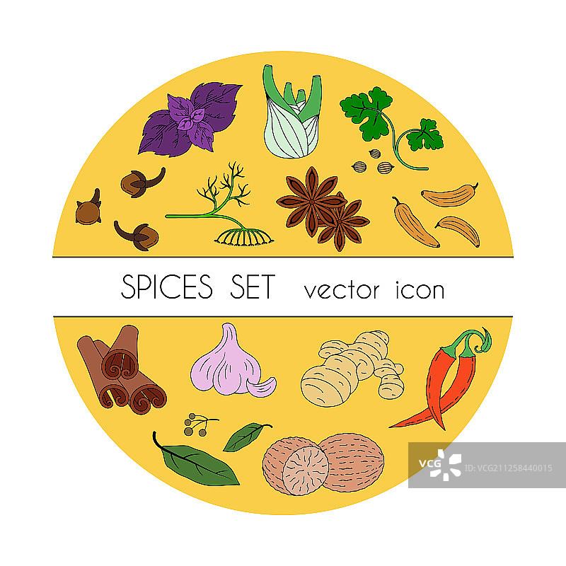 彩色图标香料套装图片素材