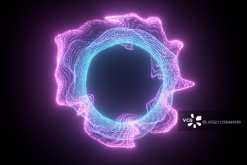 环形发光线条与粒子 三维渲染图片素材