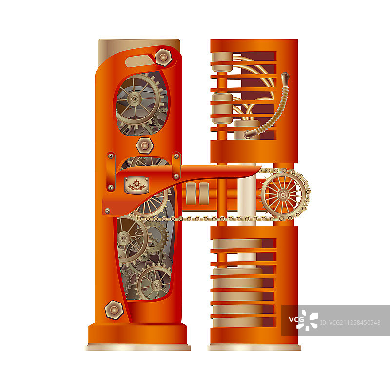 机械字母H图片素材