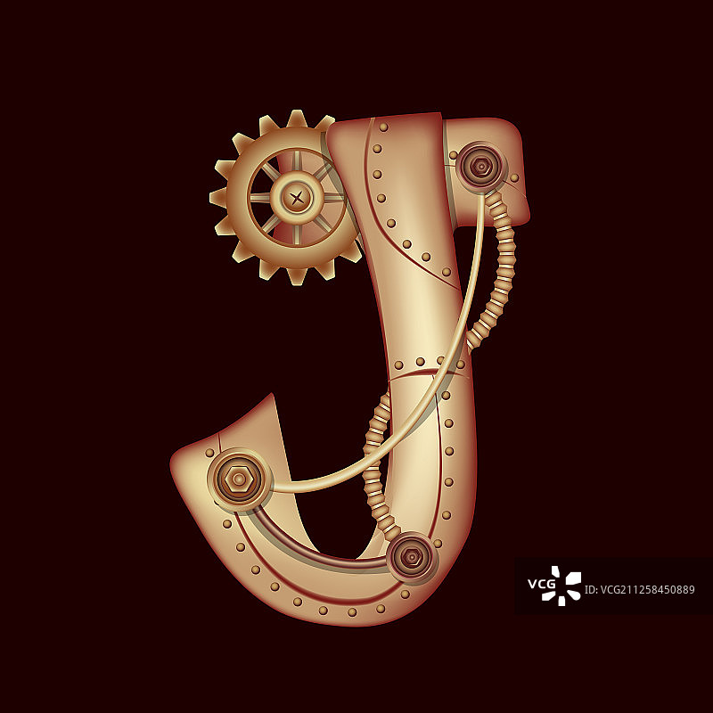机械字母蒸汽朋克字体的J字母图片素材
