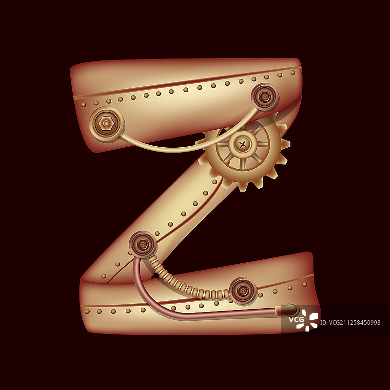 机械字母蒸汽朋克字体Z字图片素材