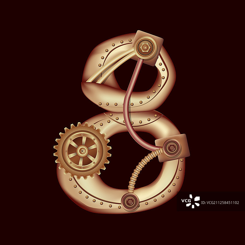 蒸汽朋克机械字母数字8图片素材