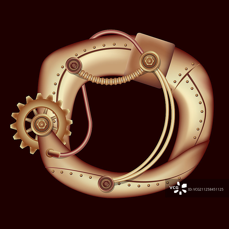 机械字母蒸汽朋克风格数字0图片素材