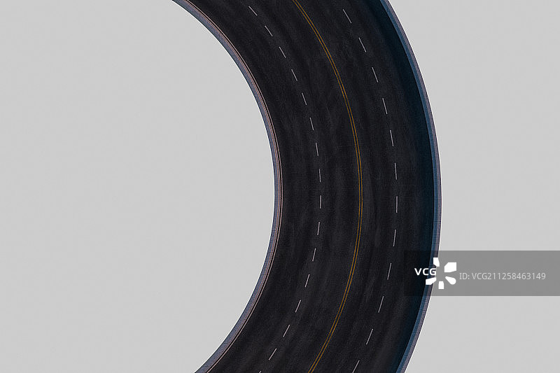沥青道路路面与白色背景 三维渲染图片素材