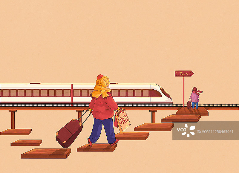 春运回家路上插画3图片素材