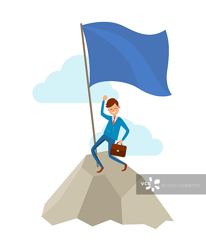 商人攀岩走向成功图片素材