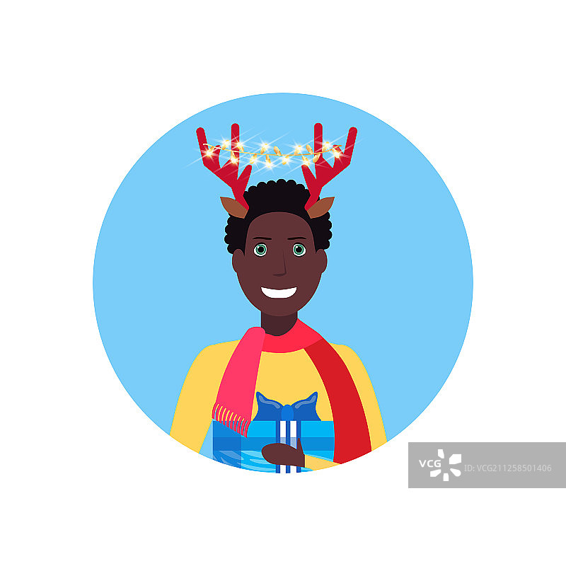 长着鹿角的非裔美国男子头像图片素材