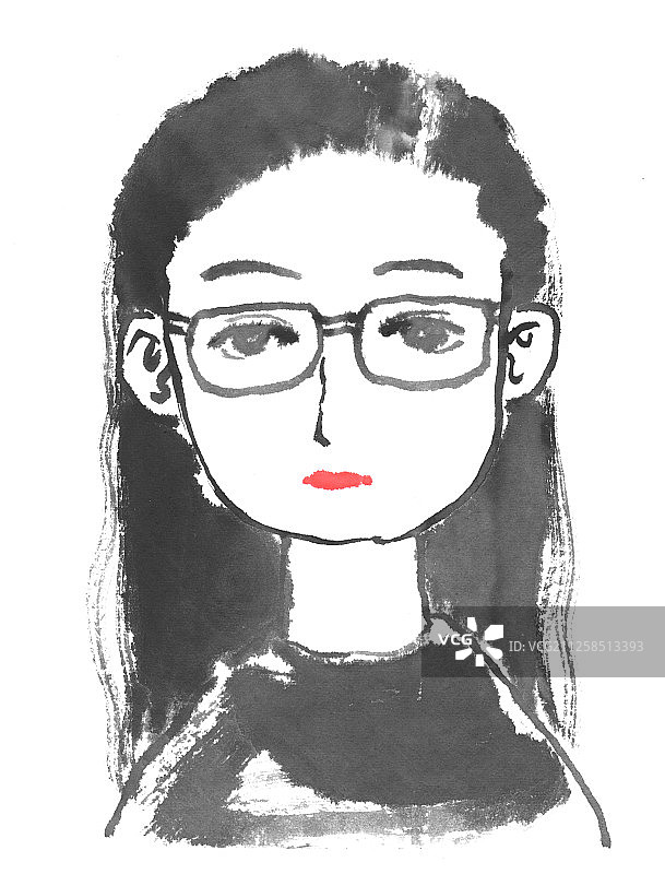 中国画水墨画-正面人物图片素材