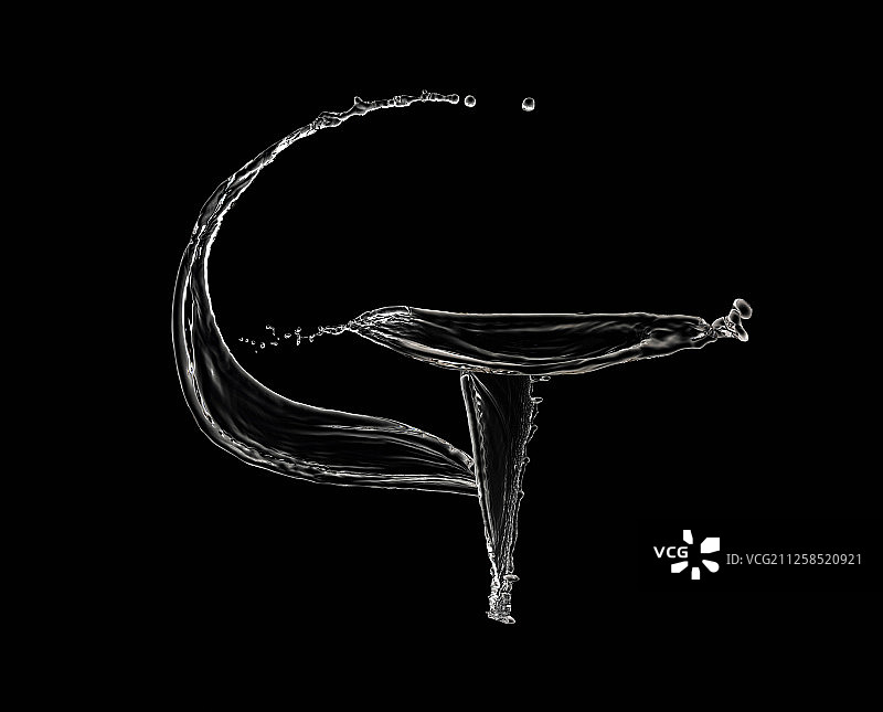 黑色背景水形状字母G图片素材
