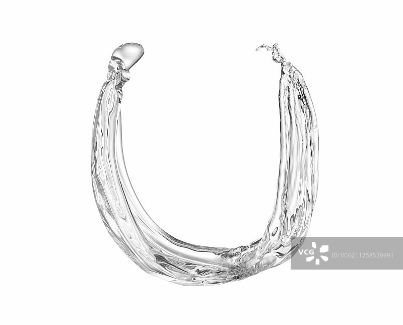 白色背景水形状字母U图片素材