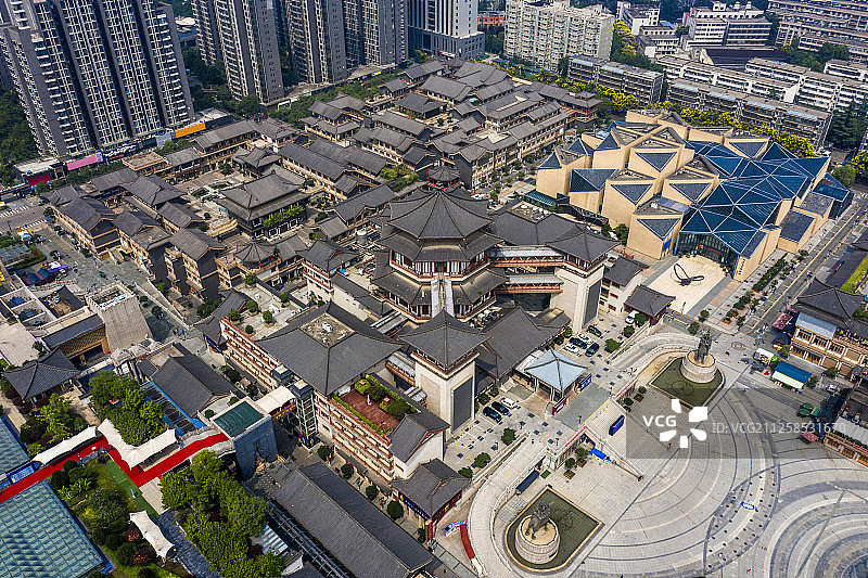 西安 大唐西市 建筑群 航拍图片素材