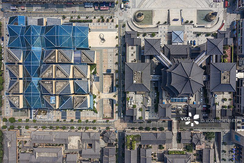 西安 大唐西市 建筑群 航拍图片素材