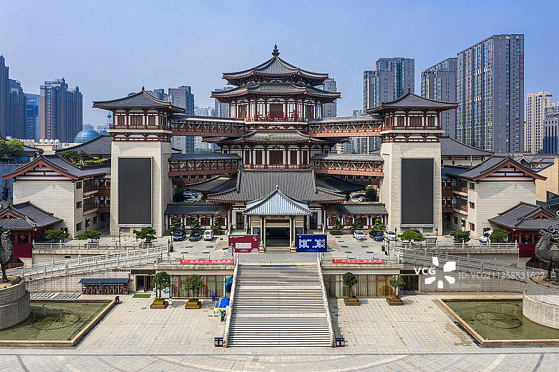 西安 大唐西市 建筑群 航拍图片素材