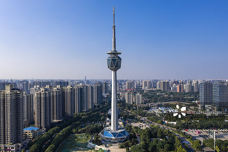 西安 陕西电视塔 航拍图片素材