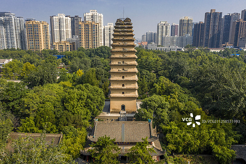 西安 小雁塔 航拍图片素材