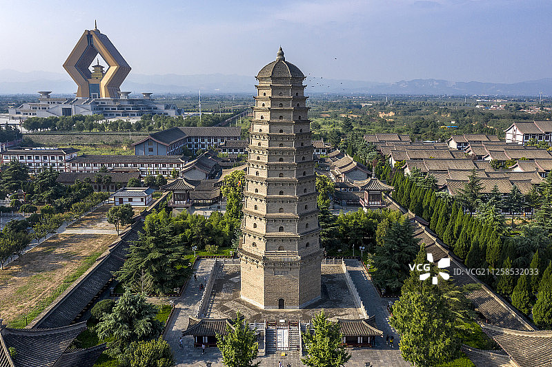 陕西 宝鸡 法门寺 航拍图片素材