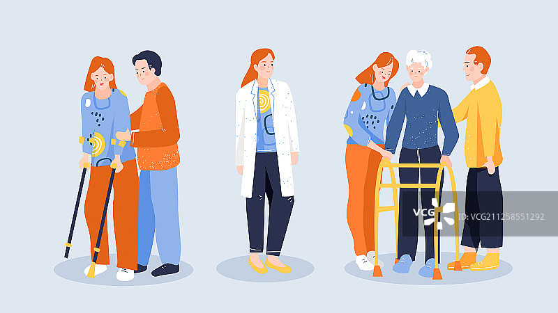 残疾人全国助残日医疗健康人物元素卡通扁平矢量插画图片素材