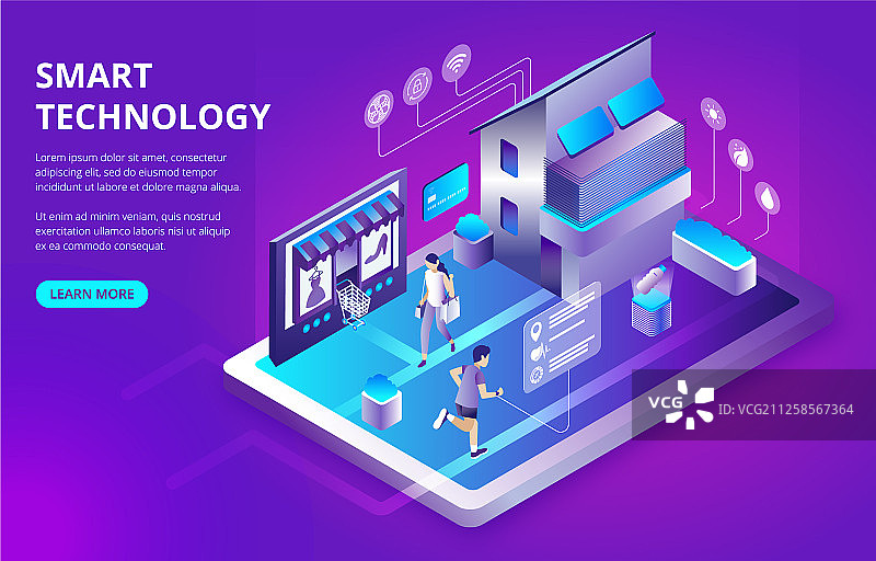 智慧城市或智能建筑2.5D图图片素材