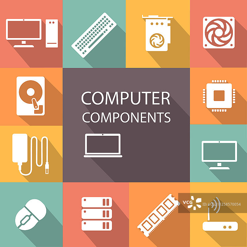 电脑组件图标集图片素材