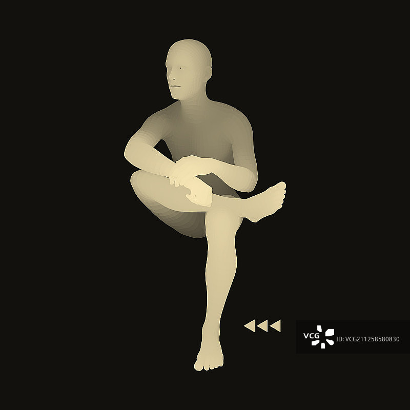 沉思者造型的3D模型男人图片素材