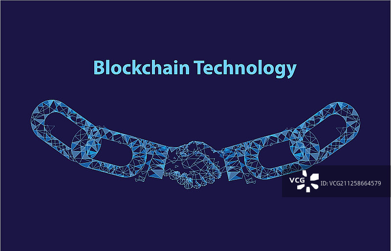 区块链数字技术握手图片素材