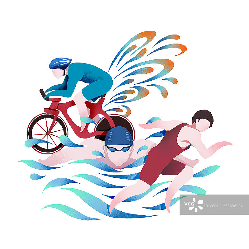 项目铁人三项体育运动扁平化图标白背景图片素材