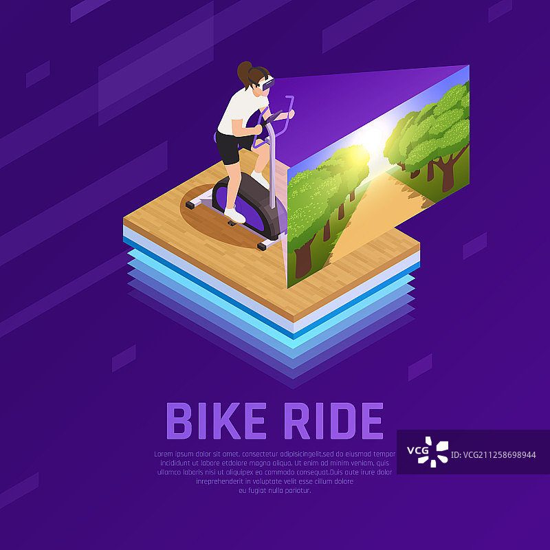 VR健身单车2.5D构图图片素材