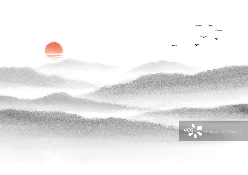 国画水墨山水背景图片素材