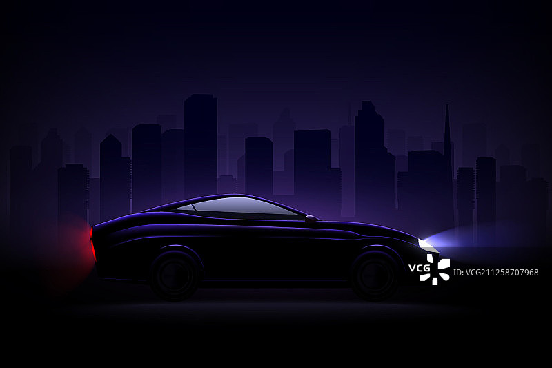 灯火通明的汽车夜景城市写实场景图片素材