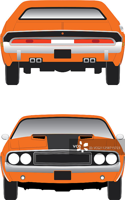 1970年道奇挑战者前后视图图片素材